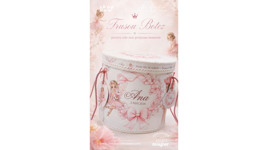 Trusou de Botez Bow Fairy Garden Personalizat pentru Fetițe 8